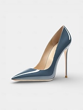 economico Invitato al matrimonio-Scarpe da donna con tacco a spillo a punta in vernice blu, eleganti scarpe da cerimonia per invitati a matrimoni in chiesa