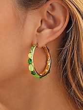 levne Dámská náušnice-Dámské kruhové náušnice s drahokamy a kamínky – více barev, materiál ze slitiny, elegantní design, ideální na dovolenou a párty