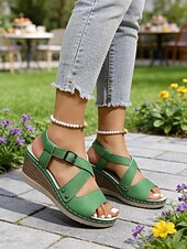 billige Kilesandaler-damerosa kilehælsandaler – justerbar stropp, støttende platåsko for turgåing, hageturer, reiser og daglig bruk