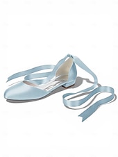 baratos Dama de honra-Sapatilhas femininas multicoloridas de cetim com amarração no tornozelo, elegantes sapatos de bico fino para damas de honra em casamentos ao ar livre no gramado.