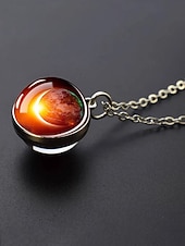 billige Menns smykker-planetanhengskjede for menn, smykker i legering og glasskuppel, flere design med solsystemet, minimalistisk kosmisk stil for hverdagsbruk og gaveiding