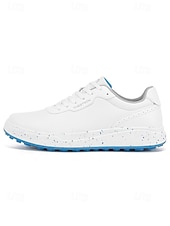 voordelige Heren Golf Schoenen-Witte golfschoenen voor heren zonder spikes, ademend bovenwerk, stabiele gripzool, minimalistische sportstijl voor golfbanen en casual gebruik.