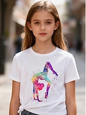 preiswerte Mädchen 3D Cartoon-Mädchen 3D Grafik T-Shirt Kurzarm 3D-Druck Sommer Frühling Sport Mode Streetwear Kinder 4-12 Jahre Rundhalsausschnitt Lässig Täglich Outdoor Normale Passform