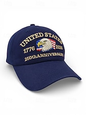 cheap Accessories-United States 250th Anniversary Men's Adjustable Cotton Cap with Embroidered American Flag, Multiple Colors, Ideal for Independence Day and Celebrations
