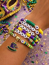 お買い得  アクセサリー-女性用アクリルブレスレットセット、マルチパターンデザイン、マルディグラテーマ、カーニバルやお祭りに最適