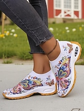 olcso Női tornacipők-női élénk színű, pillangómintás, bebújós tornacipő légpárnával - lélegző kötött sétacipő könnyű testmozgáshoz és hétköznapi kirándulásokhoz