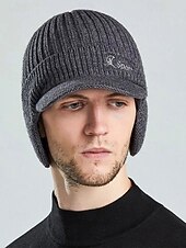 economico Cappelli da uomo-Cappello da uomo in maglia con paraorecchie – vari colori, materiale in maglia di poliestere, caldo e comodo per gli sport invernali e le attività all'aperto