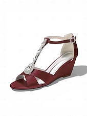 cheap Women-Women's Pink Satin Crystal Wedge Sandals – Elegant Dressy Style for Resort Evenings
