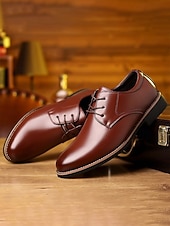 ieftine Pantofi derby-Pantofi clasici derby din piele ecologică pentru bărbați – design elegant și confortabil pentru nunți și evenimente formale