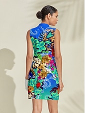 halpa Naisten golfvaatteet-Naisten golf mekko Taivaan sininen Hihaton Naisten Golfasut Vaatteet Asut Vaatteet