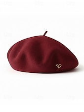 tanie Walentynki-damski beret w kształcie serca, wykonany z imitacji wełny, dostępny w wielu kolorach, idealny na prezent walentynkowy i do noszenia na co dzień