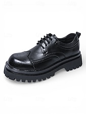 お買い得  ダービーシューズ-メンズブラウンブローグシューズ - エレガントなレースアップデザインとチャンキーソール。ビジネス、カジュアル、イブニングウェア、結婚式に最適です。