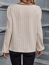 economico Bluse Eleganti-Per donna Camicia Blusa Patchwork Blocco di colori Vintage Elegante Moderno Manica Lunga Scollo a V Top Regolari Quotidiano Ferie Uscire Blu Rosa Arancione Albicocca Primavera Autunno
