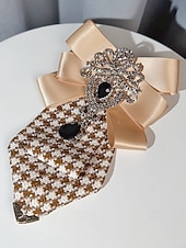 رخيصةأون زفاف ACC-بروش ربطة عنق رجالي من البوليستر - لونان - إكسسوار أنيق لحفلات الزفاف والمناسبات بتفاصيل مزخرفة