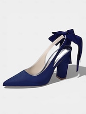 cheap Bride-Women's Ivory Pointed-Toe Bow Slingback Heels, Elegant Satin Bridal Shoes for Church Wedding Bride