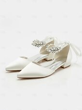 ieftine Domnişoară de onoare-tocuri înalte cu dantelă cu strasuri albe – pantofi stiletto de nuntă eleganti pentru femei