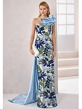  Coloană Teacă Lungime Podea Brodat cu mărgele Rochie formala Rochia Mamei Miresei Rochii de seara Rochie de bal cu fustă lungă Rochie formală Elegant strălucitoare Sclipici Fără manșon Pe Umăr Nunt