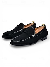 economico Mocassini-mocassini da uomo in vera pelle: eleganti mocassini slip-on in pelle di vacchetta blu per matrimoni ed eventi semi-formali