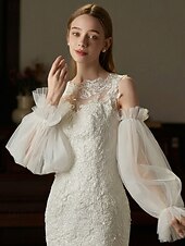 baratos Casamento ACC-Luvas femininas de tule com mangas bufantes – nas cores preto e branco, em tecido de malha macio e elegante, perfeitas para casamentos, festas e eventos noturnos.