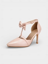 abordables novia-Zapatos de tacón de aguja altos, cómodos y de estilo vintage de los años 50 con tira en T, lazo en el tobillo y color lavanda para mujer. Ideales para bodas y eventos formales de noche.