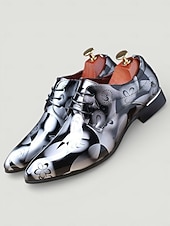 economico Scarpe Derby-scarpe eleganti oxford da uomo in vernice - rosse e nere, ideali per eventi formali e feste