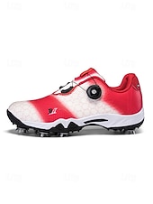 Χαμηλού Κόστους Ανδρικά Παπούτσια Γκολφ-Ανδρικά κόκκινα και μαύρα παπούτσια γκολφ – υψηλής ποιότητας συνθετικό δέρμα, αδιάβροχα, ιδανικά για γκολφ και ενεργό τρόπο ζωής σε εξωτερικούς χώρους