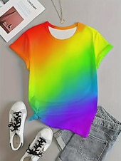 billiga Konst &amp; Design t-shirt-Dam T-shirt Mönster Nyans Grafisk Vintage Stylish Klassisk Kortärmad Rund hals Vanliga toppar Dagligen Helgen Gul Purpur Sommar Vår
