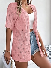 economico Bluse Semplici-Per donna Tunica Top estivi Blusa Top traforato Traforato Semplice Elegante Classico Moderno Manica Corta Top lunghi Quotidiano Ferie Uscire Bianco Rosa Cachi Estate Primavera
