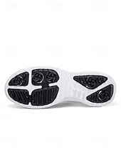 cheap Men's Golf Shoes-Men's White Golf Sneakers, Athletic Lace-Up Design with Color Stripe Detail, Shock-Absorbing Sole, Modern Sport Style for Golf Courses