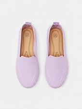 abordables Ballerines femme-Chaussures à enfiler violettes en maille douce pour femmes – minimalistes, respirantes et légères, idéales pour le bureau, les trajets quotidiens, les voyages et le quotidien.