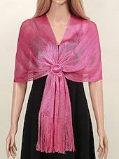 abordables Mariage ACC-Écharpe en polyester pour femme, ornée de boutons en acrylique, disponible en plusieurs couleurs, idéale pour les mariages et les soirées.