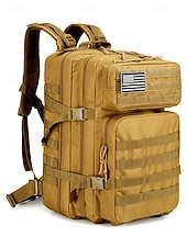 baratos Mochilas de Exterior-Mochila tática masculina camuflada em nylon, mochila militar de grande capacidade, bolsa multicolorida para atividades ao ar livre, como caminhadas, camping e viagens, com patch da bandeira americana.