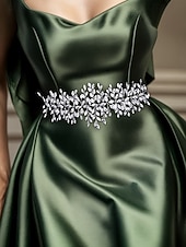 economico Matrimonio ACC-Cintura da donna con zirconi e cristalli in poliestere – vari colori, design elegante – perfetta per matrimoni ed eventi serali
