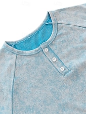 tanie Casualowa koszulka Henley-Męskie Koszulki Henley Top Koszulka bawełniana Wyprana koszula Krótki rękaw Jednokolorowe Równina Jeden kolor Zabytkowe Zakłopotany Zapiąć Wyblakły Gładkie Henley Codzienny Na zewnątrz Lato Wiosna Na