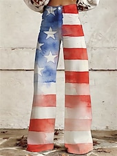  250-jähriges Jubiläum USA Retro Vintage 1970er Hose Hose mit weitem Bein Hippie Disco Hohe Taille Kostüm Damen Maskerade 4. Juli Unabhängigkeitstag Erwachsene Hose