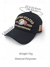 cheap Accessories-United States 250th Anniversary Men's Adjustable Cotton Cap with Embroidered American Flag, Multiple Colors, Ideal for Independence Day and Celebrations