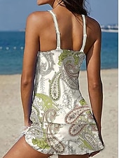 economico Tankini-Per donna Costumi da bagno Tankini Gonna Costume da bagno Elegante Vacanza Grafico Geometrico Scollo a V Senza Maniche Costumi da bagno