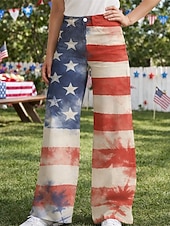  250-jähriges Jubiläum USA Retro Vintage 1970er Hose Hose mit weitem Bein Hippie Disco Hohe Taille Kostüm Damen Maskerade 4. Juli Unabhängigkeitstag Erwachsene Hose