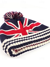  Yhdysvallat 250-vuotisjuhlan unisex patrioottinen neulottu pipo pom-pomilla tähtien ja viivojen Amerikan lipun muotoilu pehmeä talvinen neulottu hattu rento festivaalityyli