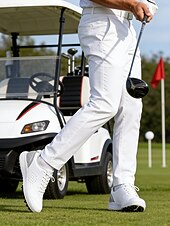 Недорогие Мужская обувь для гольфа-Белые мужские туфли для гольфа с амортизацией, легкие и дышащие, идеально подходят для игры в гольф и занятий спортом на открытом воздухе.