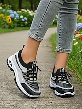 economico Sneakers da donna-scarpe da ginnastica da donna in maglia viola – scarpe da passeggio traspiranti e leggere con un design elegante per attività sportive e gite casual