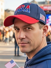  כובע בייסבול רקום לגברים של ארה"ב, רב צבעים, מתכוונן, מושלם לחגיגות 250 שנה ויום העצמאות של ארה"ב, עיצוב פטריוטי עם דגל ארה"ב