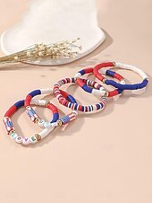 economico Braccialetti e bracciali rigidi-Con perline Stravagante Lettere dell'alfabeto Moda Personalizzato Ceramica Gioielli braccialetto Blu / Rosso Per Quotidiano Regalo Ferie