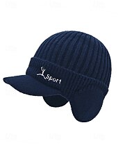 economico Cappelli da uomo-Cappello da uomo in maglia con paraorecchie – vari colori, materiale in maglia di poliestere, caldo e comodo per gli sport invernali e le attività all'aperto