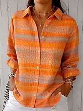 economico Bluse Floreali-Camicia da donna in lino come traspirante leggera floreale grafica geometrica elegante vintage tropicale a maniche lunghe colletto top regolari da indossare quotidianamente lavoro bottoni stampa rosa