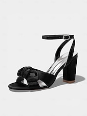 economico Invitato al matrimonio-sandali da donna con tacco a blocco e fiocco giallo, eleganti scarpe eleganti con punta aperta per gli invitati alle cerimonie all'aperto