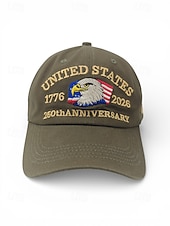 cheap Accessories-United States 250th Anniversary Men's Adjustable Cotton Cap with Embroidered American Flag, Multiple Colors, Ideal for Independence Day and Celebrations