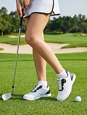 cheap Women's Golf Shoes-Women's White Red Golf Shoes – Lightweight Breathable Spiked Golf Sneakers for Women, Stable Cushioning for Golf Course, Training, Walking &amp; Daily Wear
