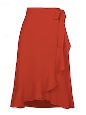 abordables Faldas-Mujer Elegante Moda Casual Midi Tiro Medio Faldas Plano Frunce Dobladillo irregular Microelástico Diario Calle Azul Piscina Negro Rosa Verde Ejército Verano
