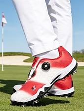 Χαμηλού Κόστους Ανδρικά Παπούτσια Γκολφ-Ανδρικά κόκκινα και μαύρα παπούτσια γκολφ – υψηλής ποιότητας συνθετικό δέρμα, αδιάβροχα, ιδανικά για γκολφ και ενεργό τρόπο ζωής σε εξωτερικούς χώρους